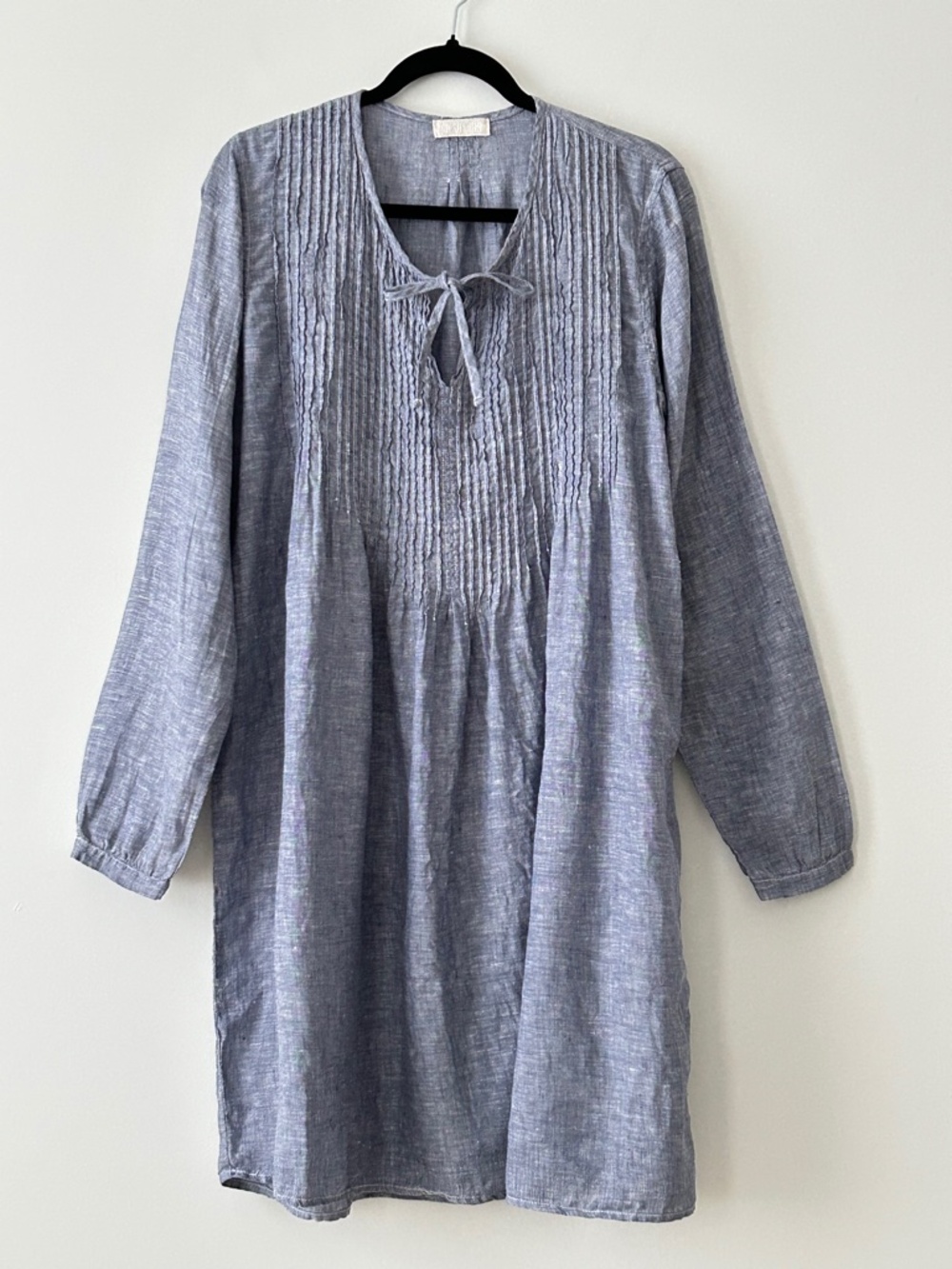 CP Shades 100% Linen Blue Pintuck Tunic